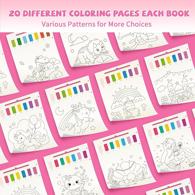 Paint with Water Books for Kids, Unicorn Watercolor Paint Book Set for Kids,Toddlers Water Color Coloring Painting Drawing Set,Mess Free Toys Gifts for Girls Age 3 4 5 6 7 8