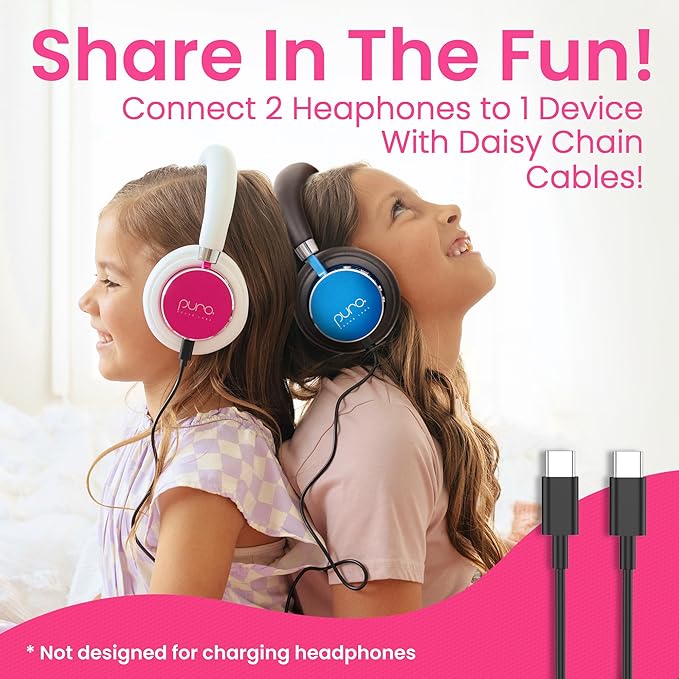 Puro Sound Labs BT2200 Plus Kids Bluetooth Headphones – Volume-Limiting 85dB, Studio-Grade Audio, Over-Ear & Comfy Design, 20-Hour Battery Life, Easy to Connect Wireless Headphones for Kids, Pink
