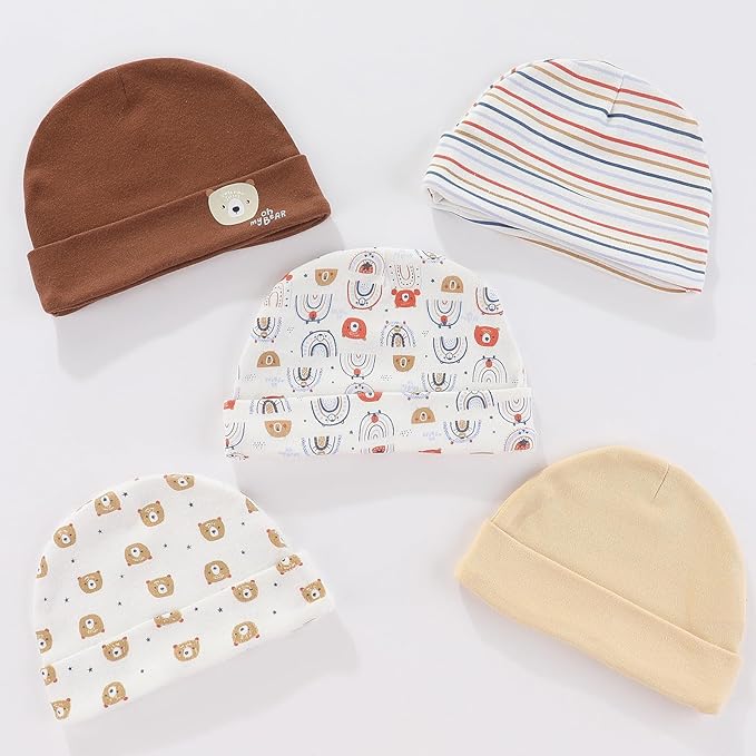 Newborn Baby Boy Girl Caps Mittens Socks Set Cotton Baby Essentials Accessories (Hats+Gloves+Socks)