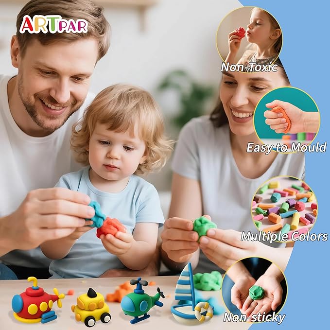 Kids Air Dry Clay Kit,12 Pack Traffic Modeling Magic Clay Sculpting Set | Ultra Light Non-Toxic DIY Art & Crafts School Classroon Projects,Home Party Favors Supplies for Boys Girls Adults