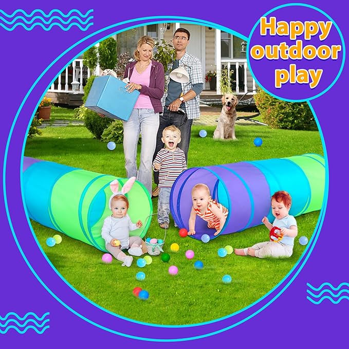 Moncoland Kids Play Tunnel Tent for Toddlers, Colorful Pop Up Crawl Toy Baby Infant Children or Dog Cat Pet, Collapsible Gift Boy and Girl Game (Colorful Kids Tunnel)