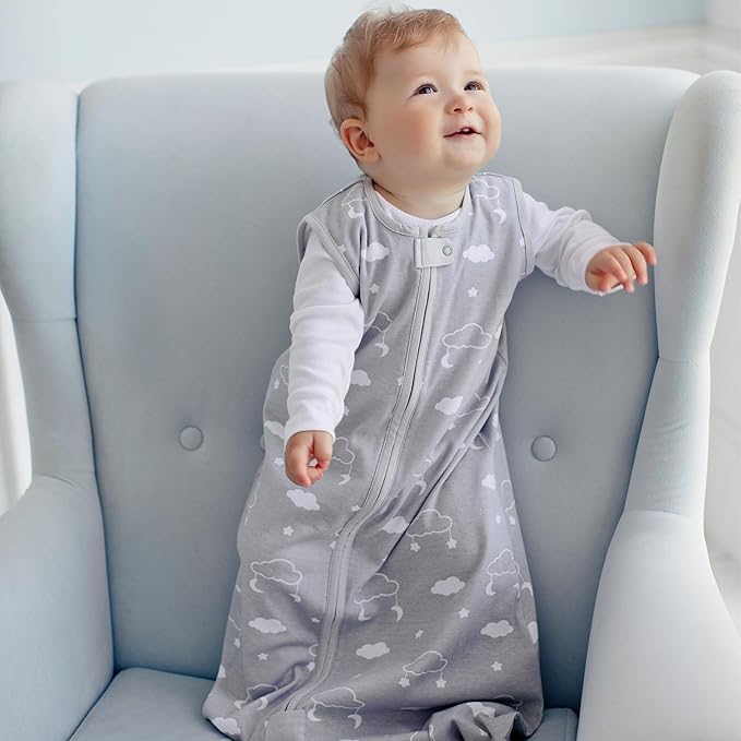 Baby Sleep Sack 1.0 TOG, Organic Cotton Baby Wearable Blanket with Two-Way Zipper, Swaddle Transition Baby Sleeping Bag, All-Season Sleep Sack for Newborn Infant Toddler Boy Girl, 12-18 Months, 1-Pack