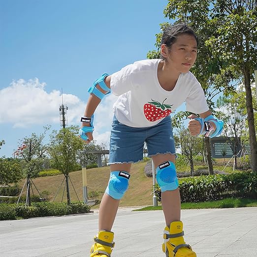Youth/Kids Knee Pads Elbow Pads Wrist Guards Protective Gear Set for 3-15 Years Child Roller Skates, Skateboard, Cycling, Inline Skating, BMX Bike, Balance Bike, Scooter Riding and Other Outdoor Sports