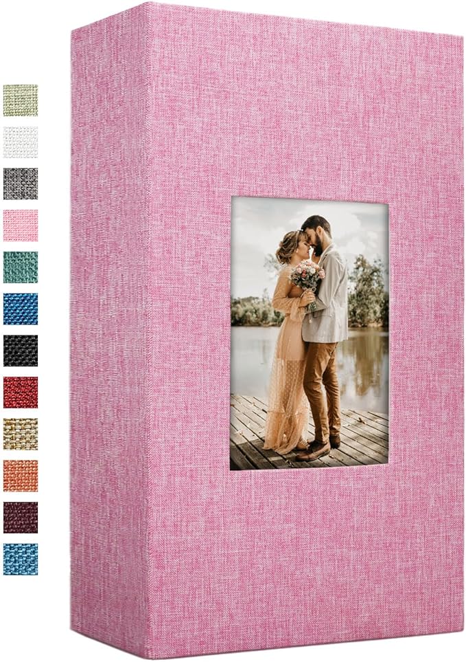 Vienrose Linen Photo Album 420 Pockets for 4x6 Photos Fabric Cover Photo Books Slip-in Picture Albums for Wedding Baby Vacation