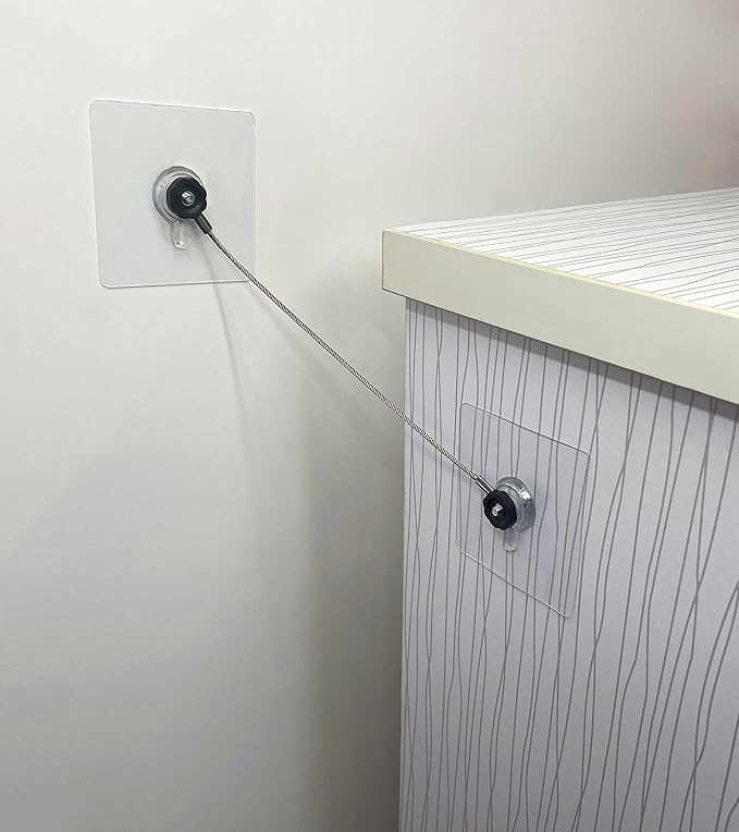 10 inches Stainless Steel Furniture Straps for Baby Proofing, No-Drill Furniture Anchors Earthquake Straps, Prevent Falling and Anti Tip TV Safety Straps, 6 Pcs