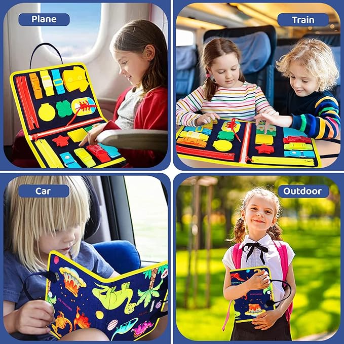 MORNOR Busy Board Montessori Toys for Toddlers Sensory Toys Gifts for 1 2 3 4 Year Old Girls & Boys Preschool Learning Activities Educational Travel Toy for Fine Motor Skills (Blue)