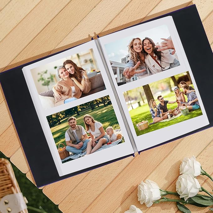 Inspirational Leather Photo Album,Magnetic Self-Stick Page Photo Album,Family Album,Hand Made DIY Albums Holds 3x5, 4x6, 5x7, 6x8 Photos (purple-always remember)