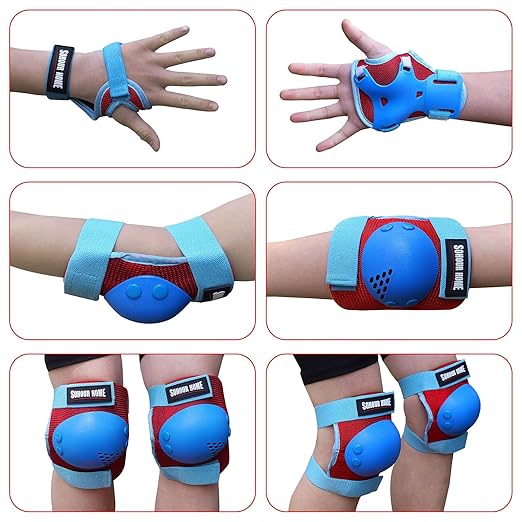 Youth/Kids Knee Pads Elbow Pads Wrist Guards Protective Gear Set for 3-15 Years Child Roller Skates, Skateboard, Cycling, Inline Skating, BMX Bike, Balance Bike Scooter Riding and Other Outdoor Sports