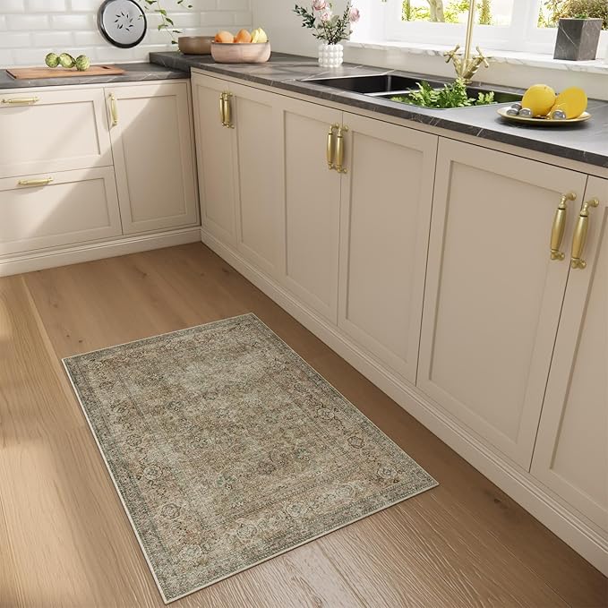 Machine Washable Small Rugs for Kitchen: Door Mat Indoor Entrance 2x3 Entryway Rug Stain Resistant Non-Slip Low Pile Soft Throw Carpet for Front Door Indoor Entrance Entry Bedroom Nursey