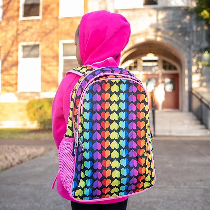 Wildkin 15-inch Kids Backpack – Durable, Padded, Adjustable for School & Travel - Rainbow Hearts