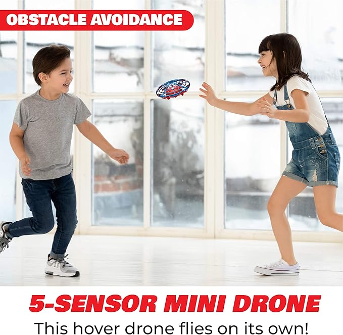 Force1 Scoot Combo Hand Operated Drone for Kids or Adults - Hands Free Motion Sensor Mini Drones, Easy LED Indoor Rechargeable UFO Flying Orb Ball Drone Toys for Boys and Girls (Red/Blue)
