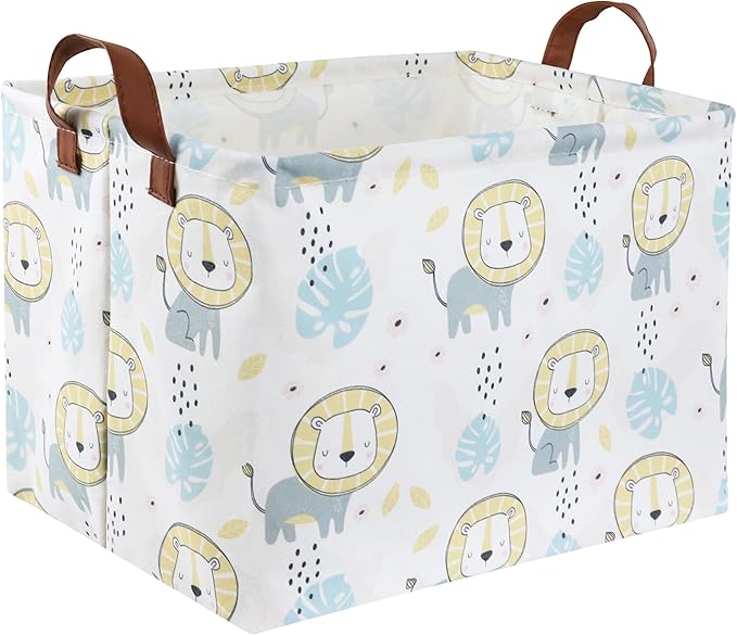 HIYAGON Baby Storage Baskets kids Toy Basket for Boy and Girls Gift Basket Empty Cute Storage Bin Organizer Box Rectangular Animal Room Decor for Books(Lion)