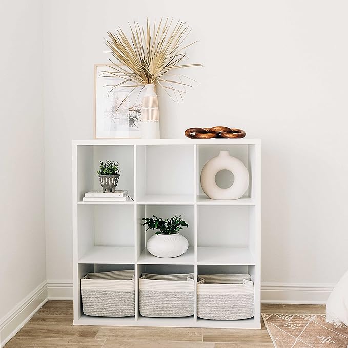 OrganiHaus Set of 3 Grey Woven Baskets for Organizing, Cotton Rope Basket for Decor, Shoe Basket Organizers & Storage, Decorative Storage Baskets & Bins, Cute Storage Basket for Toys & Cloths