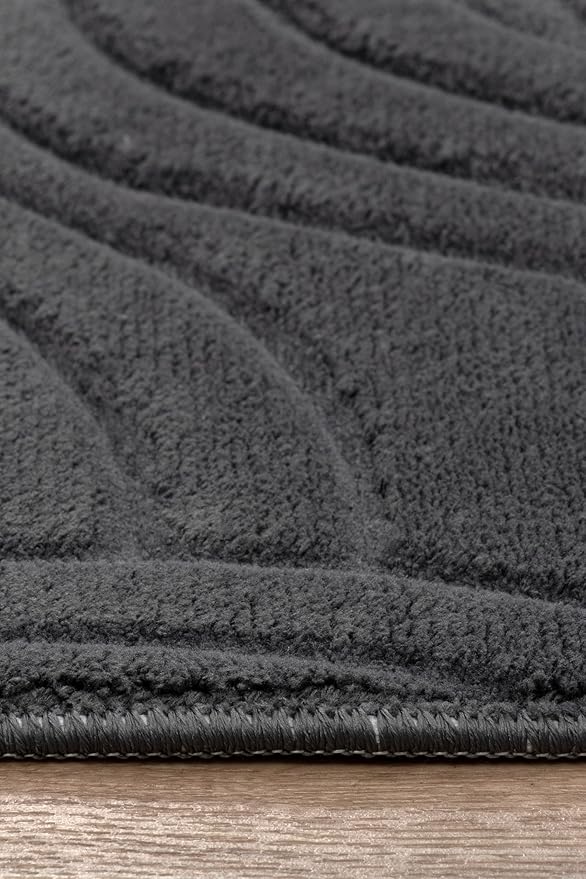 Non-Slip Washable 5x7 Area Rugs for Living Room Bedroom, Ultra Soft Bedside Rug, Indoor Floor Carpet for Kids Girls and Boys, Dorms, Nursery Rooms, Non-Skid Area Rug, Circle Anthracite Grey, 5'x7'