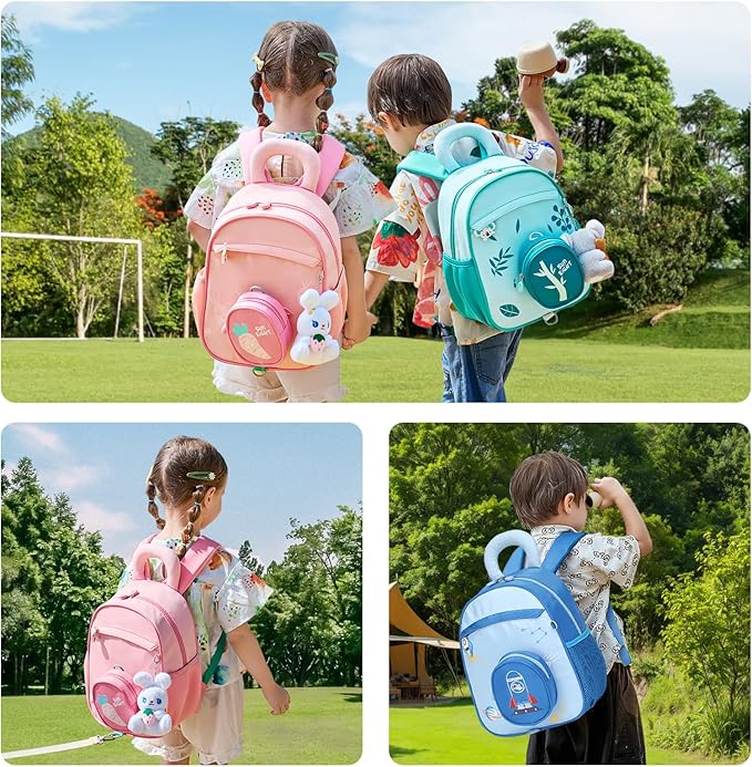 SUN EIGHT Kids Backpack with Plush Toy – Cute & Durable School Bag for Toddlers and Kindergarten