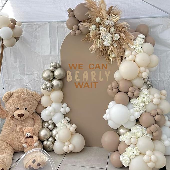 We Can Bearly Wait Wall Decal - Baby Shower Party Decoration, Gender Reveal Party Supplies, Bear Sign Decal for Balloon Arch, Pregnancy Party Photo Background Props (We Can Bearly Wait D)