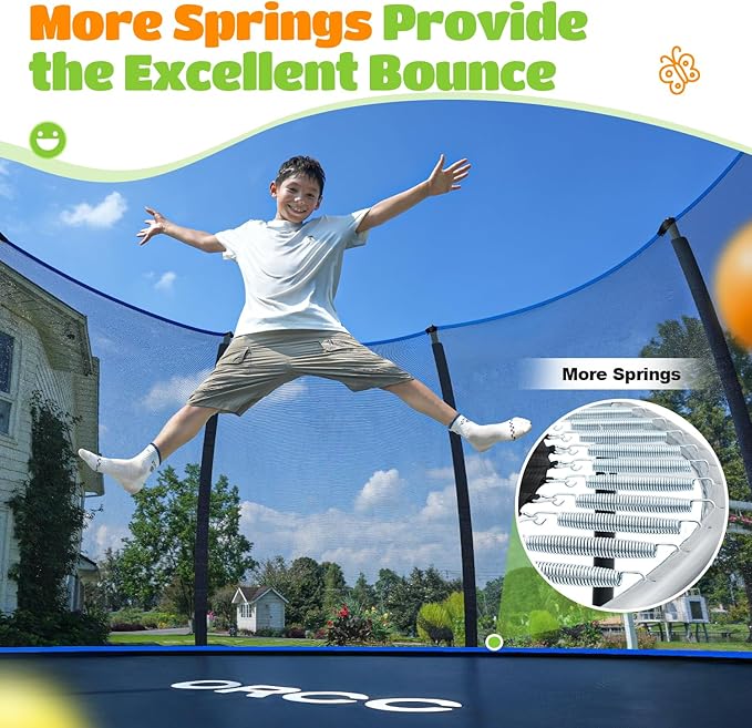 ORCC 1200LBS Weight Capacity Trampoline 16 15 14 12 10 8FT Outdoor Yard Trampolines for Kids Adults Outdoor Yard Trampolines for Kids Adults