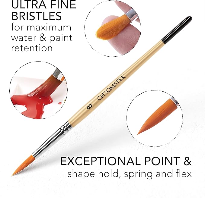 CHROMATEK Watercolor Paint Set, 84 Piece Kit, Video Tutorial Course, 48 Tubes, from Beginner to Intermediate & Professional Artists, Paper, 8 Brushes, Palette, Aquapen, Masking Tape, 12ml Tubes