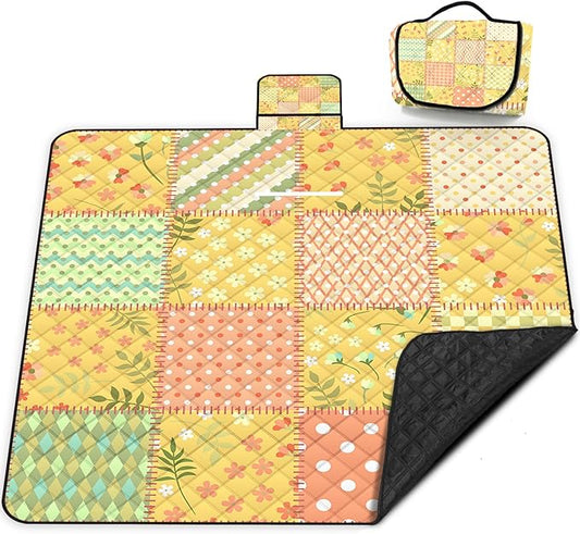 Extra Large Picnic Blanket Waterproof,80"x 80"Foldable Machine Washable Beach Blanket,Outdoor Blanket for 6-8 Adults,Suitable for Indoor Crawling,Park Beach,Camping,Hiking,Family Travel(Colorful)