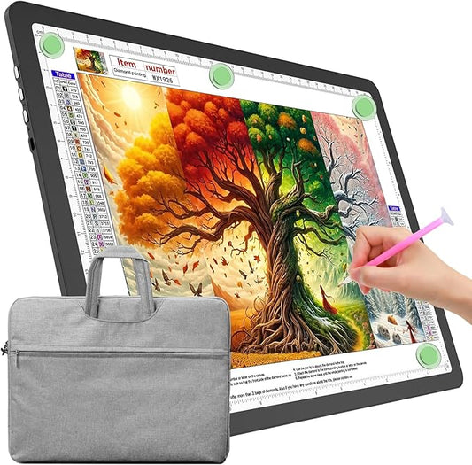 TOHETO A4 Light Board with Bag for Diamond Painting, Super Bright Magnetic Light Pad with Side Buttons, Lightbox for Tracing and Drawing, Corded Light Table for Sketching, Weeding Vinyl (Black)