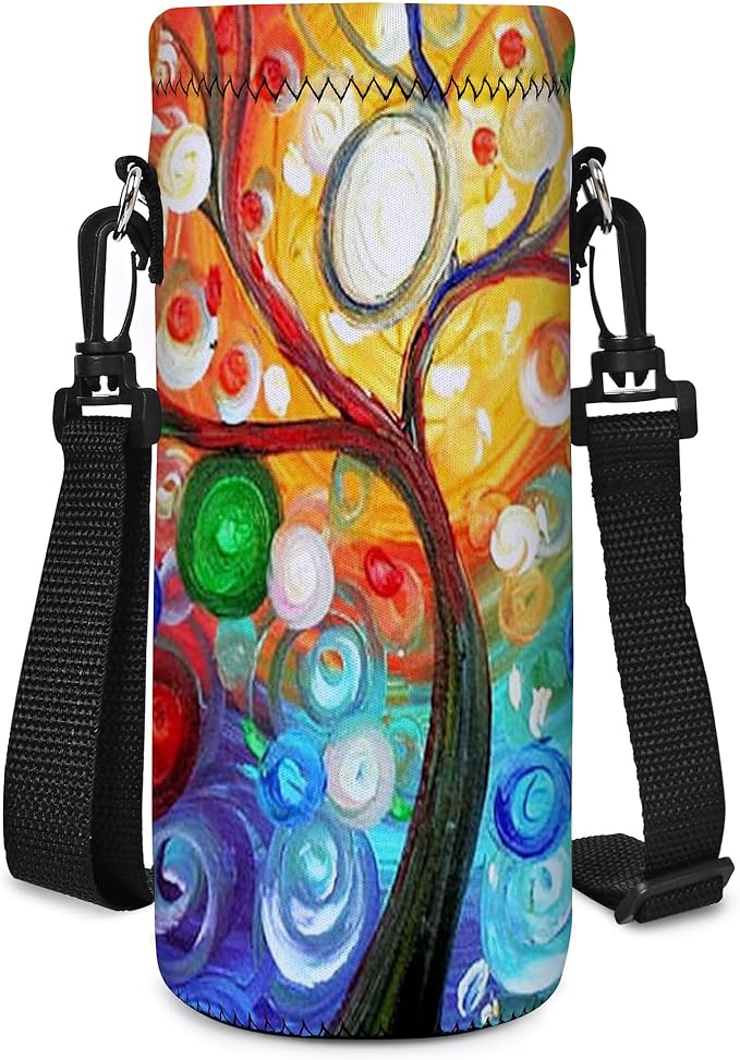 AUPET Water Bottle Sling Bag Carrier Crossbody Sleeve,Insulated Neoprene Bottle Case Holder Pouch Cover 500ML/17oz with Shoulder Strap for Walking Women Men
