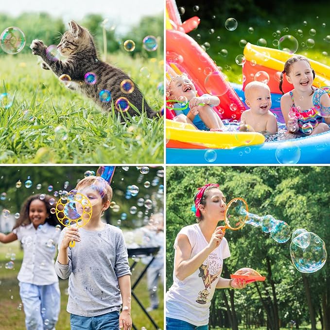 Roberly 25 PCS Big Bubble Wands Set with Tray Solution, Giant Bubbles Wands Toys for Kids Adults Summer Outdoor Activities Birthday Gifts Party Favors