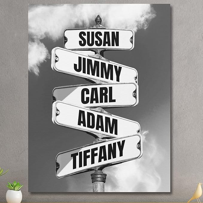 Personalized Father's Day Family Names Street Custom Multi-Name Date of Birth Vintage Street Sign Happy Fathers Day Poster Canvas Wall Art Best Gifts for Dad Husband from Daughter Son Wife Kids #4