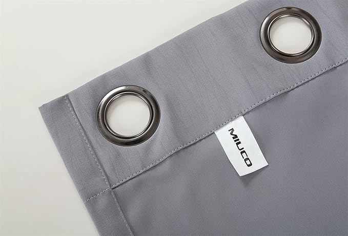 MIUCO Blackout Curtains Room Darkening Curtains Textured Grommet Window Curtains for Living Room 2 Panels 52x84 Inch Long Silver