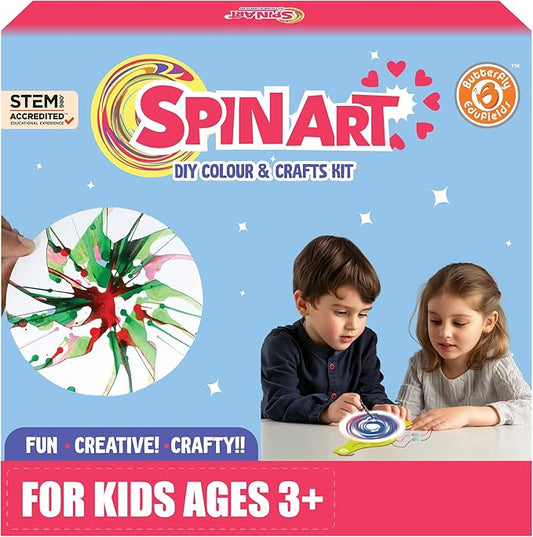Butterfly EduFields Spin Art & Craft Kit for Kids | Educational Birthday Gift for 3+ 4 5 6 7 Year Old Boys and Girls| DIY Painting Kit for Kids | STEM Toy for for 3+ Years | Science Project Kit