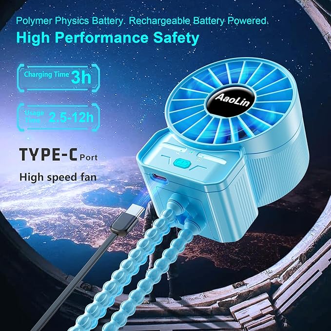 2 Pack Multifunctional Portable Stroller Fan 4 Speed 6600rpm High Speed Usb Rechargeable Personal Mini Handheld Fan Extended Tripod for Desktop Winding Kids Bed Treadmill Bike Golf Cart Outdoor Travel