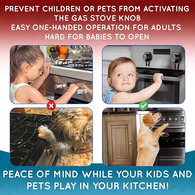 Stove Knob Safety Covers - Gas Stove Knob Locks & Oven Knob Covers for Child Safety, Baby Proofing Stove & Oven with Childproof Stove Knob Locks, Baby Proof Oven Lock, Gas Stove Child Safety Covers