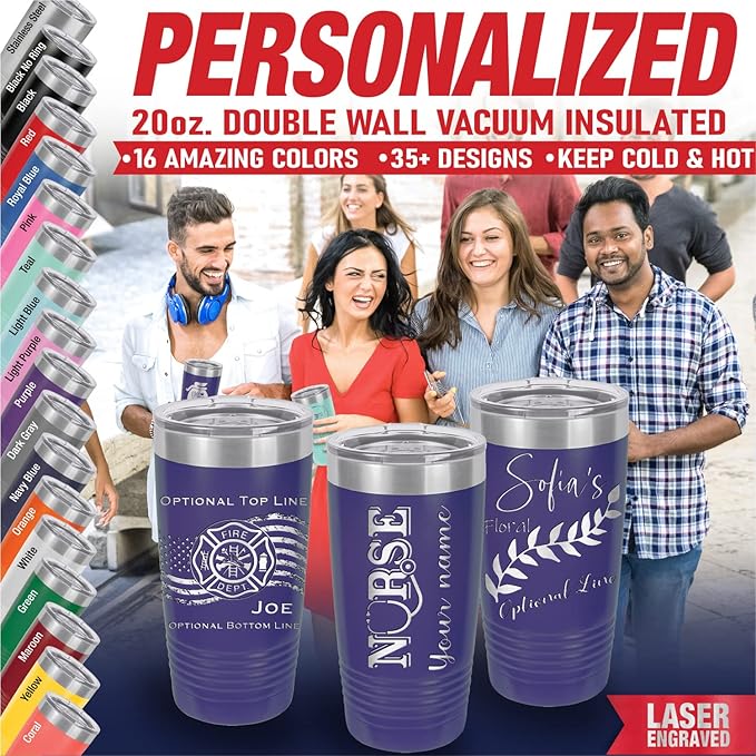 Personalized Tumblers, Custom Name Coffee Cup, Girlfriend Gifts, Small Tumbler with Lid Included, Gift for Her, Gift for Him, Keep Drinks Cold and Hot (Purple, 20oz)