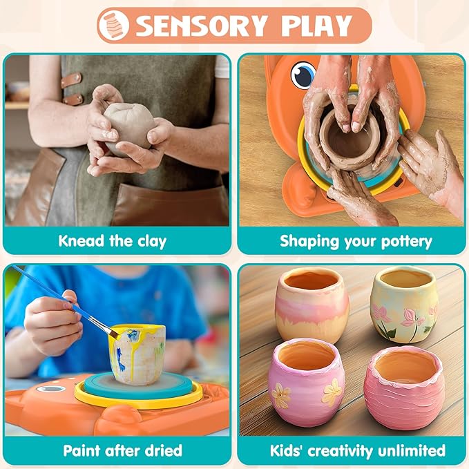 Pottery Wheel for Kids - Complete Pottery Painting Kit Art Supplies Arts and Crafts for Girls Boy Kids Toy, Birthday Halloween Christmas Gift for Kids Ages 6 7 8 9 10 11 12+, (Dog)