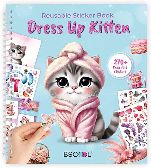 Sticker Dress Up Kitten - Kids Activity Book Learn Fashion Design for Kitten with Guides and 270+ Reusable Stickers. Gift for Girls Ages 5,6,7,8