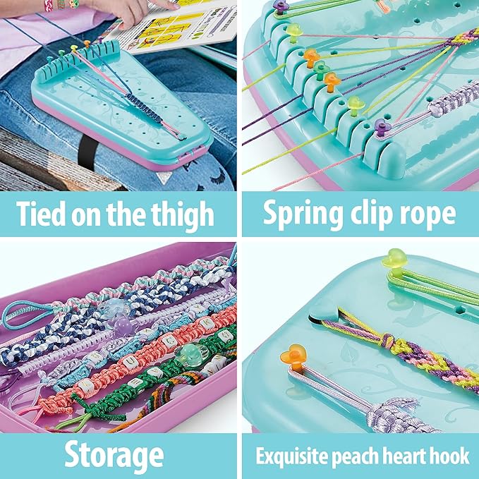 Chilpals Friendship Bracelet Making Kit for Girls,Arts and Crafts for Kids Ages 8-12,Birthday Gifts Ideas for Girl 7 8 9 10 11 Year Old - 2 in 1 Bracelets String Maker Toys Set (Blue)