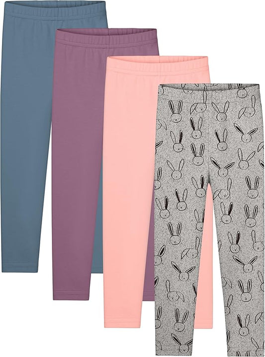 Resinta 4 Packs Toddler and Baby Girls Cotton Leggings Full Length Pants Stretchy Soft Tights Pants for Kids