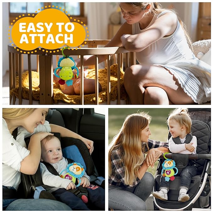 KiddoLab Musical Caesar Teething Toy for 3 Months and Up - Baby Teether, Rattle & Musical Toy with Lights & Fun Sound Effects - Baby Hanging Toy Easily Fits to Crib, Stroller and Car Seats