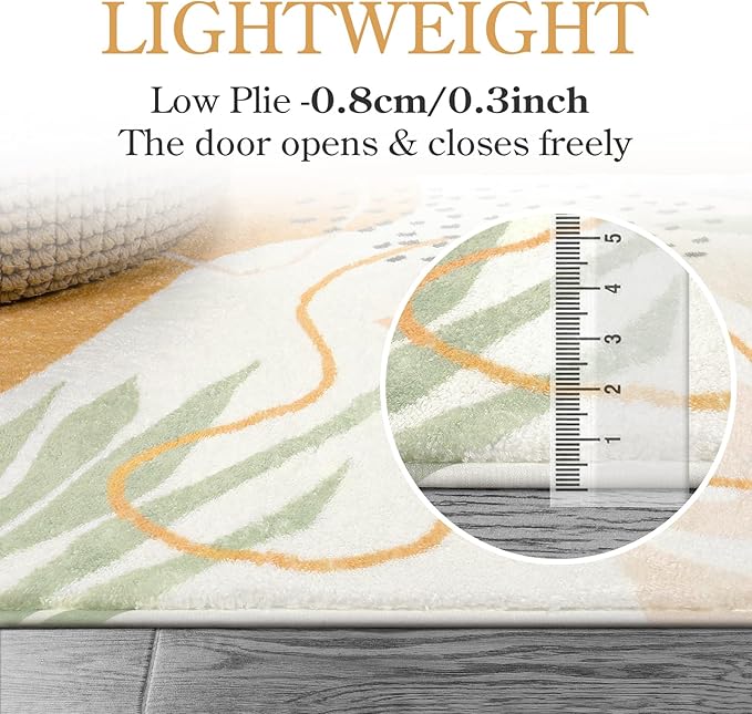 Lahome Boho Area Rugs for Living Room 9x12 - Washable Non-Slip Large Rug for Dining Room, Ultra-Thin Neutral Taupe Botanical Print Soft Carpet for Bedroom Nursery