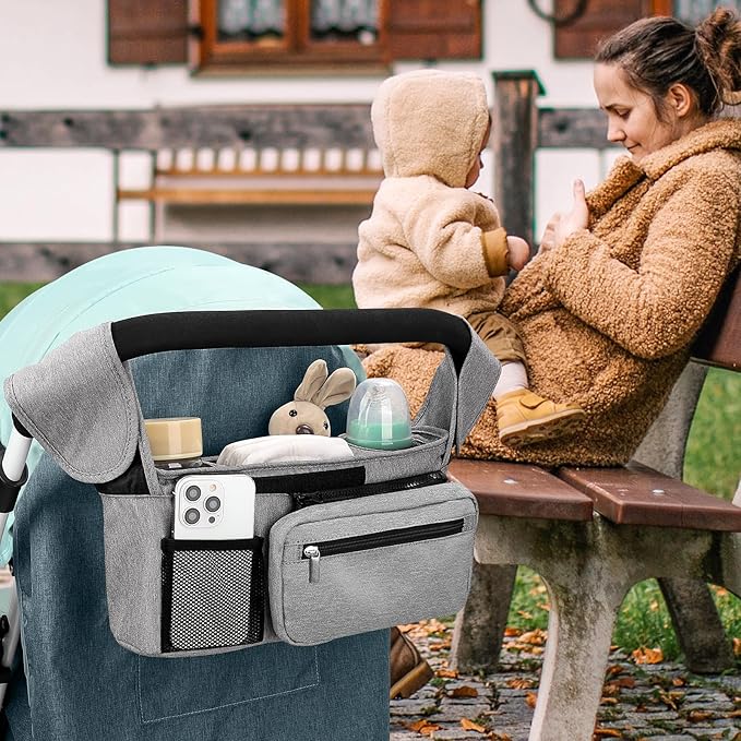 Accmor Universal Stroller Organizer with Insulated Cup Holder Detachable Phone Bag and Shoulder Strap,Stroller Bag Caddy Organizer Fits for Uppababy, Baby Jogger, Britax Strollers
