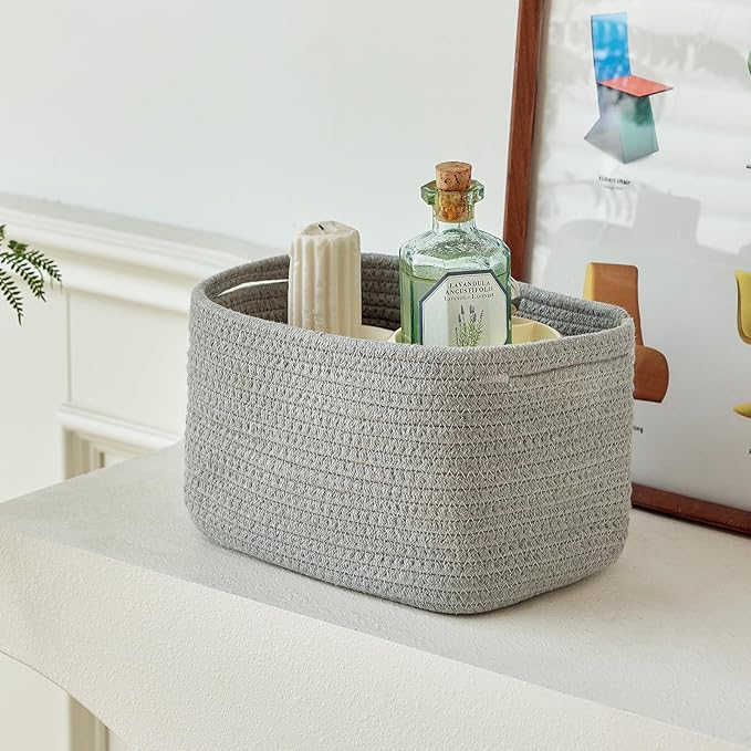 Small Baskets Set of 3 - 11"x7"x7" Perfect Toy Baskets for Storage, Ideal Storage Basket for Cube, Towels, and More - Basket for Shelves （Grey