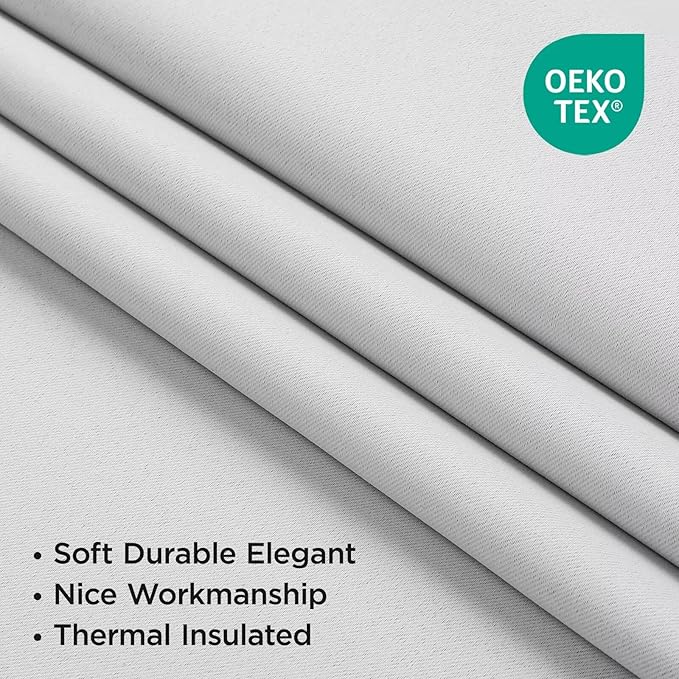 Joydeco 96 Inch 60% Blackout White Curtains 2 Panels,Elegant Soft Sheer Curtains for Bedroom,Thermal Insulated Black Out Drapes for Living Room,Rod Pocket Back Tab Drapes(W37 x L96 Inch,Greyish White)