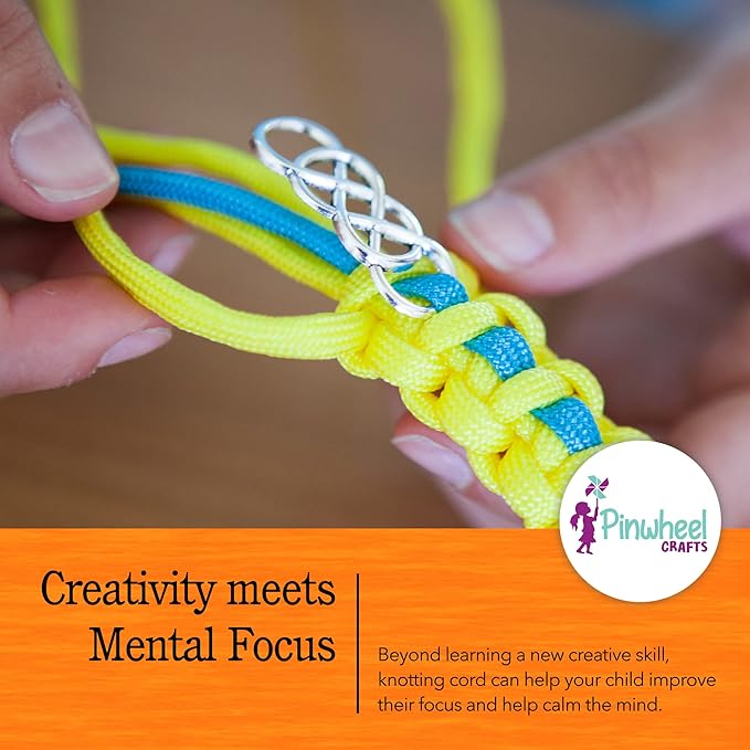 Pinwheel Crafts Paracord Bracelet Kit - DIY Kids Crafts, Paracord Bracelet w/Sturdy Buckle & Paracord 550 Cord - 8 Colorful Friendship Bracelets Gifts - Jewelry Making Kit for Girls 8-12 Years Old