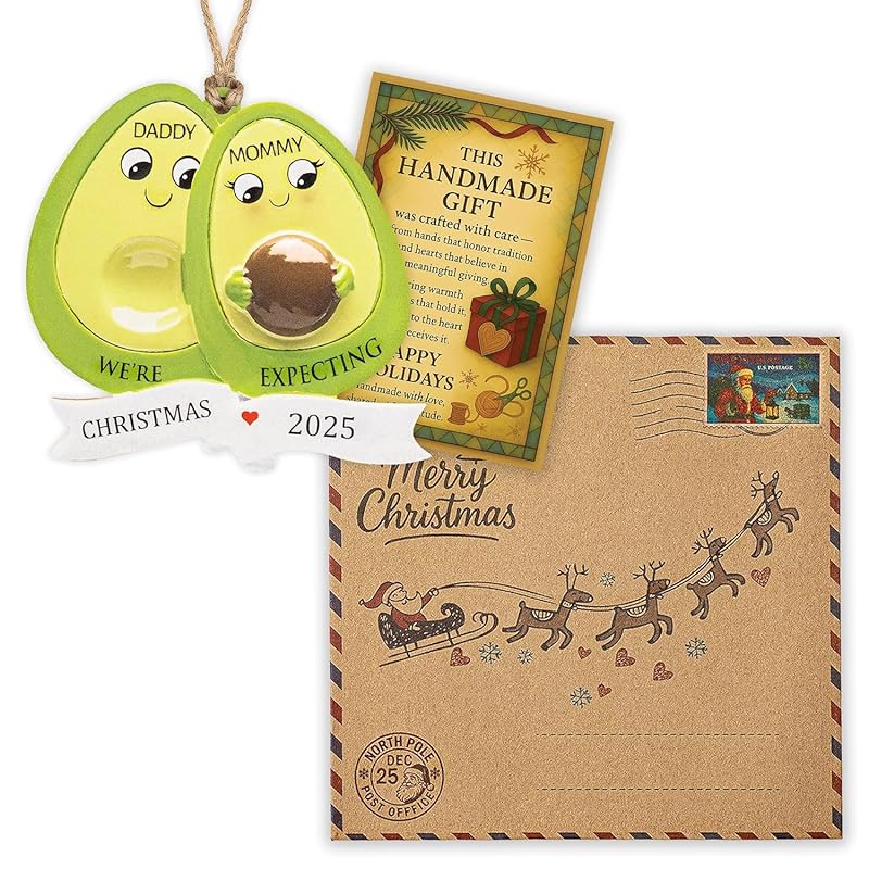 Pregnancy Ornament for Expecting 2025, Cute Avocado Ornaments for Christmas Tree, Baby Bump Ornament Gift, Christmas Ornaments 2025, Baby Coming Soon, Pregnancy Announcement Keepsake, Baby Gifts