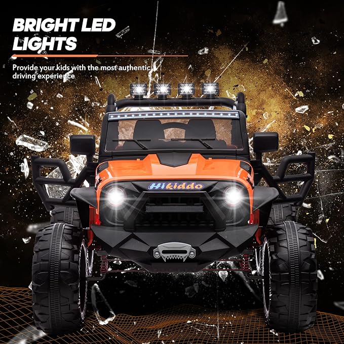 24V 9Ah Ride on Toy for Big Kids, 4WD 2 Seater Ride on Car Truck with Remote Control, 4x200W Motor - Orange