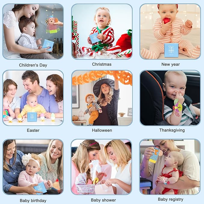 Soft Baby Rattle Toys Foot Finder Socks Wrists Rattles, Ankle Leg Hand Arm Bracelet Activity Rattle, Present Gift for Newborn Infant Babies Boy Girl Bebe 4pcs