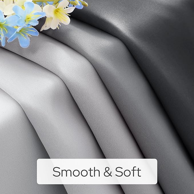 HOMEIDEAS Gray Grey Ombre Blackout Curtains, 52 X 96 Inch Length Gradient Color Room Darkening Curtains with Grommet Thermal Insulated Window Drapes for Living Room, Bedroom, 2 Panels