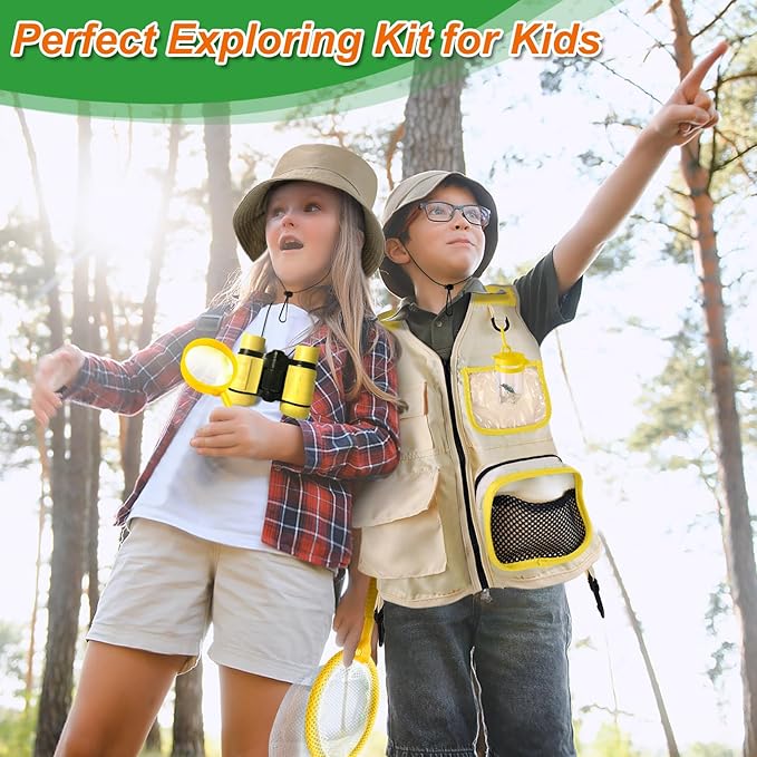 Kids Explorer Kit & Bug Catcher Kit, Kids Camping Gear for Kids, Outdoor Exploration Set with Vest & Hat, Ideal Outdoor Camping Adventure Toys for Ages 3 4 5 6 7 8 Boys Girls