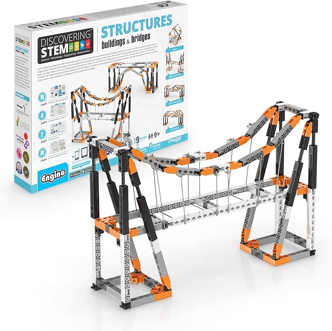 Engino- STEM Toys, Structures, Buildings & Bridges, Building Toys for Kids 9+, STEM Projects, Creative Engineering Kit, Gifts for Boys & Girls (9 Model Options)
