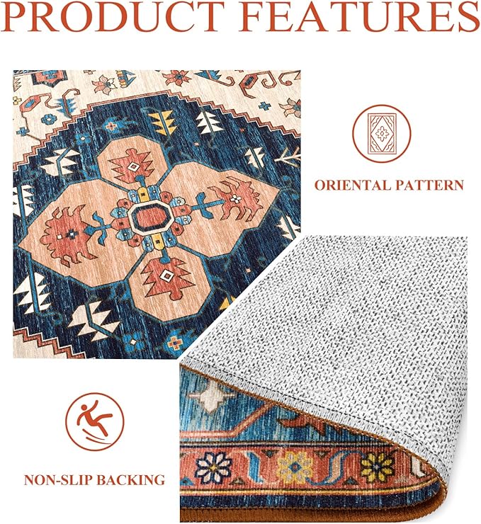 Lahome Boho Kitchen Runner Rug - 2x8 Runners for Hallways Washable Non-Slip Runner Rugs Ultra-Thin Laundry Room Rug Oriental Throw Carpet Runner for Entrance Bathroom Bedroom Living Dinning Room Foyer