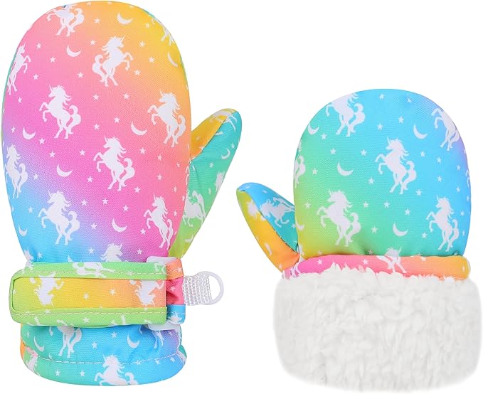 Toddler Gloves Kids Mittens Winter Warm Lined Fleece Gloves Waterproof Snow Baby Mitten for Boys Girls